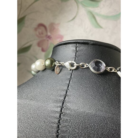 Long Layered Multi-Color Beaded Necklace With Silver-Tone Chain & Lobster Clasp - Picture 4 of 4